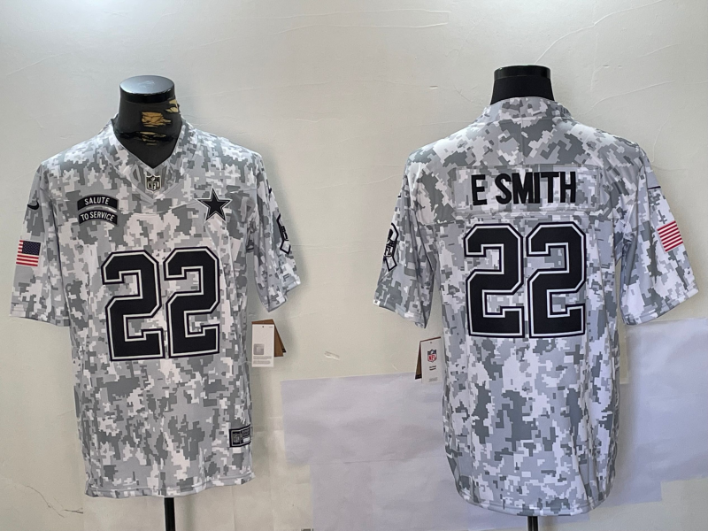 Men's Dallas Cowboys Emmitt Smith #22 Arctic Camo 2024 Salute to Service Retired Limited Jersey